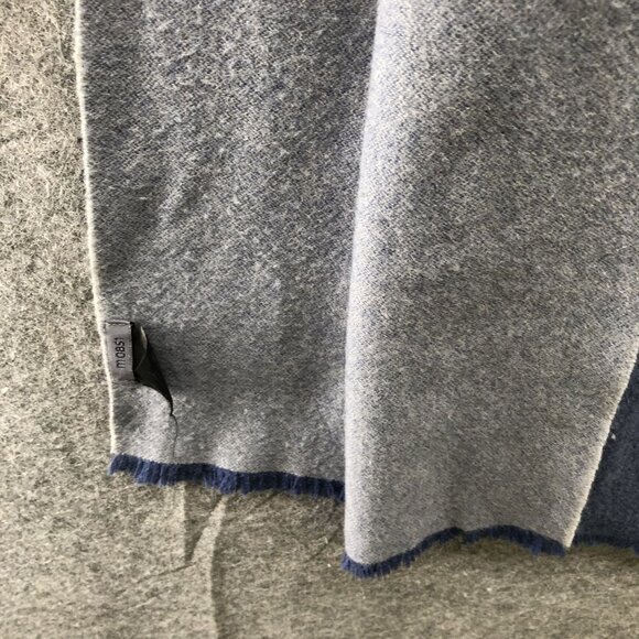 M0851 Wool Scarf Dusty Blue Fringe Rectangle Oversized Winter - Picture 4 of 7